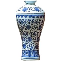 Amazon.co.jp: 古典的な青花磁器花瓶、典雅な磁器青花釉花瓶、高さ約11